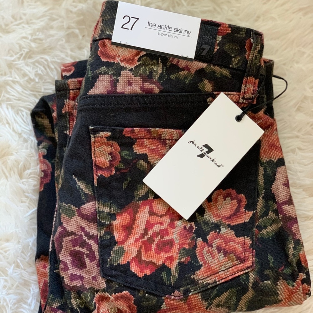 7 for all Mankind Floral Skinny Ankle pants